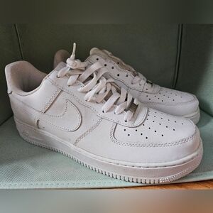 All-White Nike Air Force 1 Sneakers with Perforated Design Hip Hop  NEW- Size 10